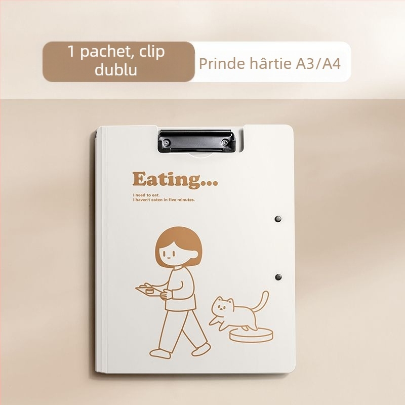 Clipboard de birou cu design caricatură pentru documente A4/A3, depozitare și organizare, clemă pentru mai multe pagini, planșă de desen