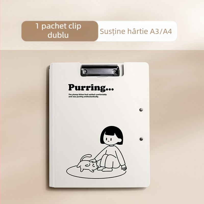 Clipboard de birou cu design caricatură pentru documente A4/A3, depozitare și organizare, clemă pentru mai multe pagini, planșă de desen