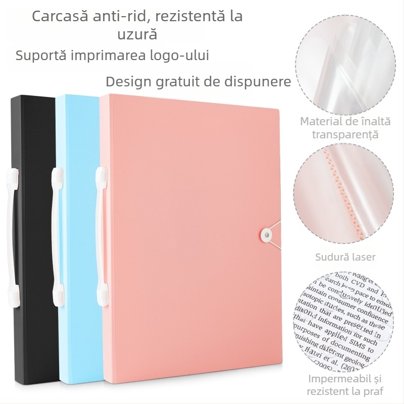 Dosar de artă portabil A3, din plastic, cu mai multe pagini, pentru schițe și afișe