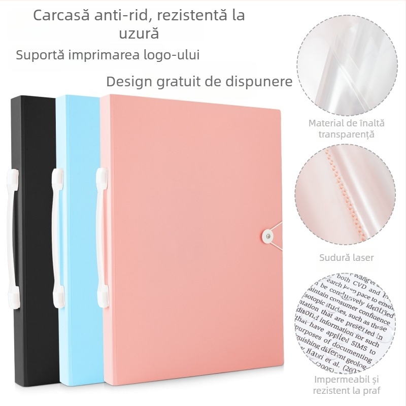 Dosar de artă portabil A3, din plastic, cu mai multe pagini, pentru schițe și afișe