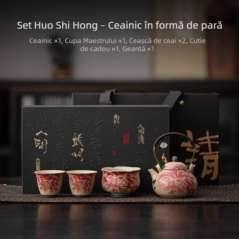 Set porțelan alb-albastru cu ceainic și trei căni, stil retro kung fu, pentru uz casnic, cadou pentru persoane în vârstă și clienți.
