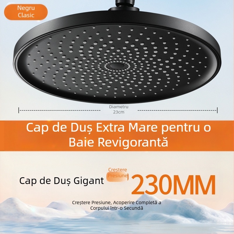 Duș de înaltă presiune, cap de duș cu panou unic, orificii mari și debit puternic