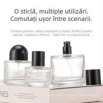 Sticlă cilindrică din sticlă pentru aromaterapie, 100 ml, pentru uleiuri esențiale, difuzor, recipient gol pentru parfum cu pulverizator