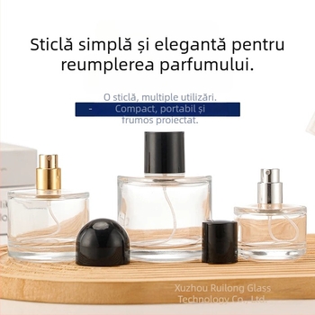 Sticlă cilindrică din sticlă pentru aromaterapie, 100 ml, pentru uleiuri esențiale, difuzor, recipient gol pentru parfum cu pulverizator