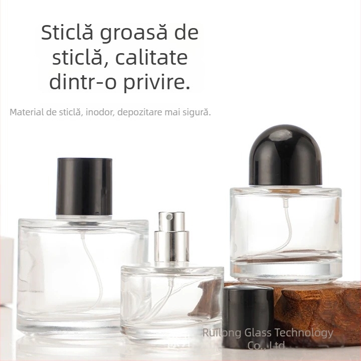 Sticlă cilindrică din sticlă pentru aromaterapie, 100 ml, pentru uleiuri esențiale, difuzor, recipient gol pentru parfum cu pulverizator
