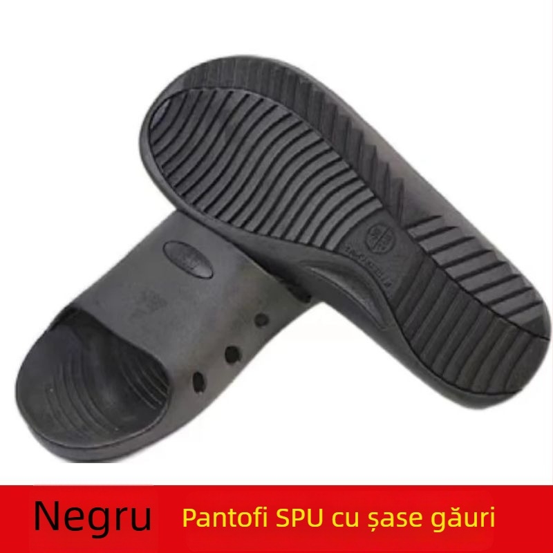 Papuci antistatice pentru atelier electronic fără praf, ESD, talpă SPU moale, cu șase găuri mici, ușori, antiderapante, talpă îngroșată