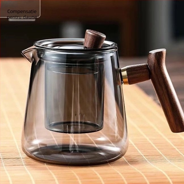 Set de ceai din sticlă rezistentă la temperaturi, pentru uz casnic, cu separare ceai-apă, pentru plită electrică ceramică
