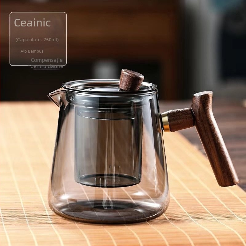 Set de ceai din sticlă rezistentă la temperaturi, pentru uz casnic, cu separare ceai-apă, pentru plită electrică ceramică