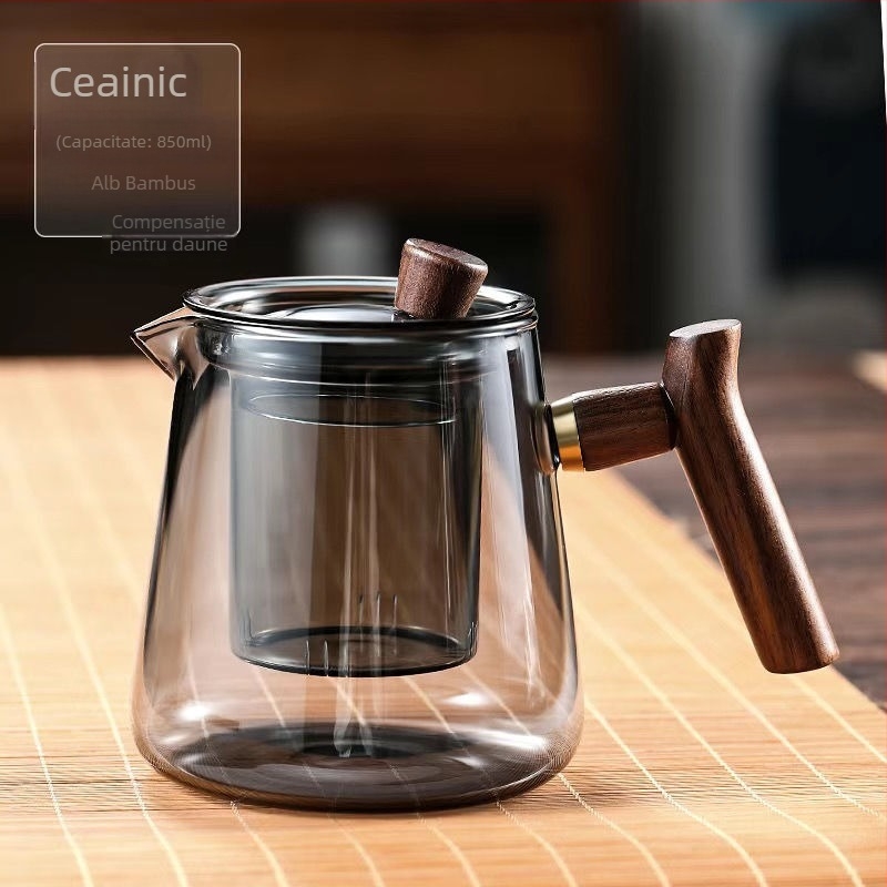 Set de ceai din sticlă rezistentă la temperaturi, pentru uz casnic, cu separare ceai-apă, pentru plită electrică ceramică