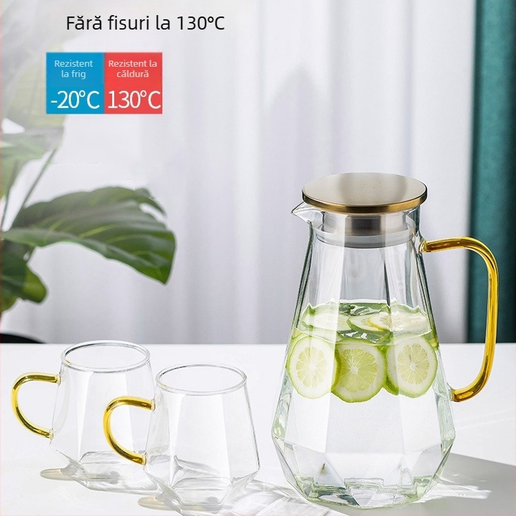 Set din sticlă pentru ceai și apă rece – rezistent la temperaturi înalte, capacitate mare, anti-cadere, design elegant, lux discret