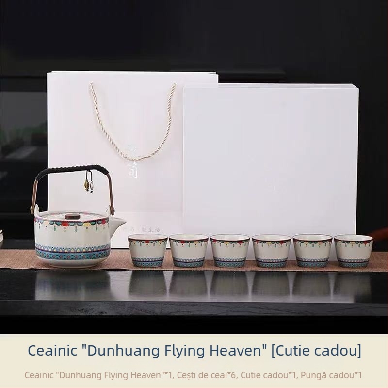 Set de ceai japonez din porțelan pentru uz casnic, pentru 6 persoane, ceainic și set de ceai, cutie cadou, personalizare logo