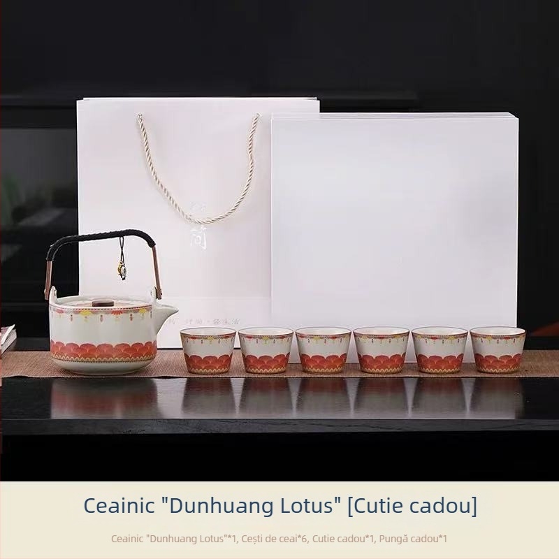 Set de ceai japonez din porțelan pentru uz casnic, pentru 6 persoane, ceainic și set de ceai, cutie cadou, personalizare logo
