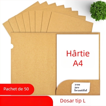 Set de 50 foldere în formă de L pentru A4, 337 g hârtie kraft fără acid, grosime sporită pentru discurs
