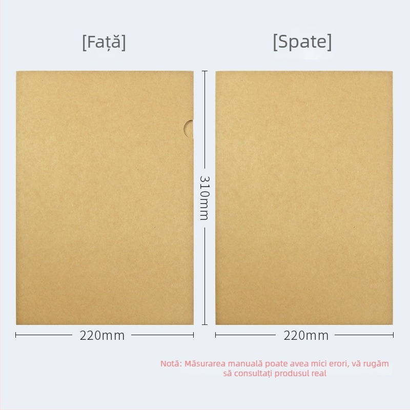 Set de 50 foldere în formă de L pentru A4, 337 g hârtie kraft fără acid, grosime sporită pentru discurs