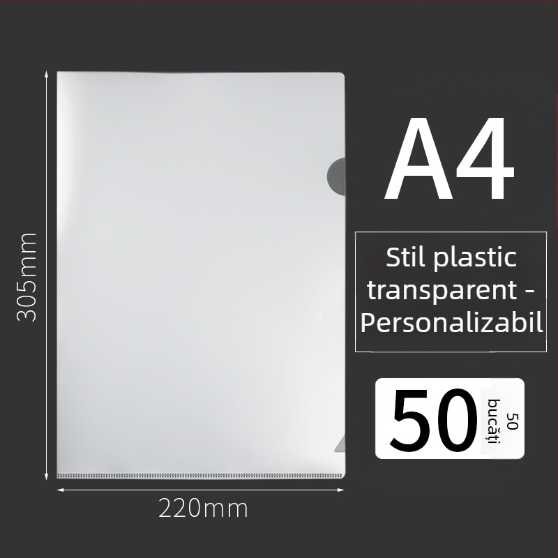 Set de 50 foldere în formă de L pentru A4, 337 g hârtie kraft fără acid, grosime sporită pentru discurs