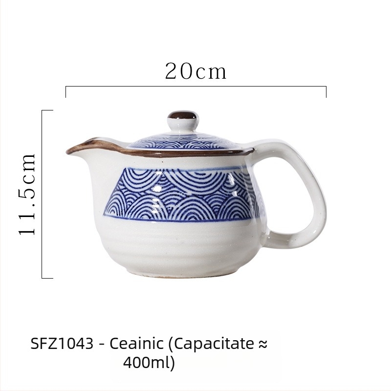 Ceainic ceramic în stil japonez, cu mâner inovator, potrivit pentru restaurante și utilizare casnică, ceainic cu orificii de filtrare