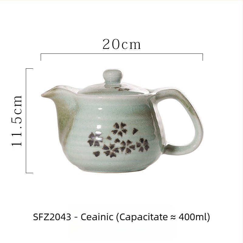 Ceainic ceramic în stil japonez, cu mâner inovator, potrivit pentru restaurante și utilizare casnică, ceainic cu orificii de filtrare