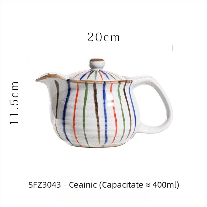 Ceainic ceramic în stil japonez, cu mâner inovator, potrivit pentru restaurante și utilizare casnică, ceainic cu orificii de filtrare