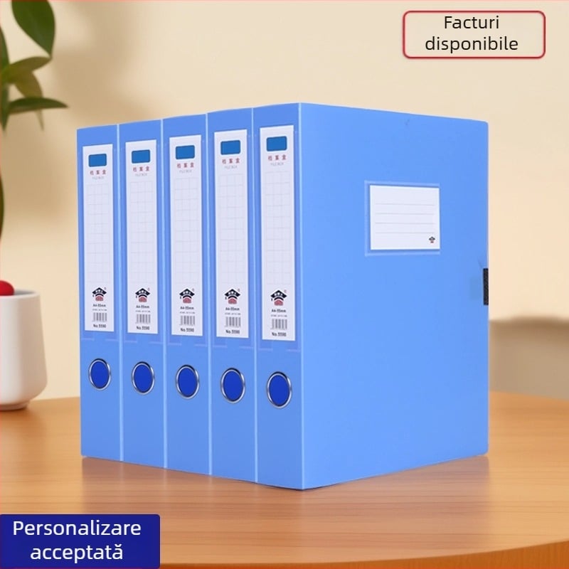 Cutie pentru dosare din PP, turnată monobloc, A4, pentru depozitare în birou, cu logo imprimat