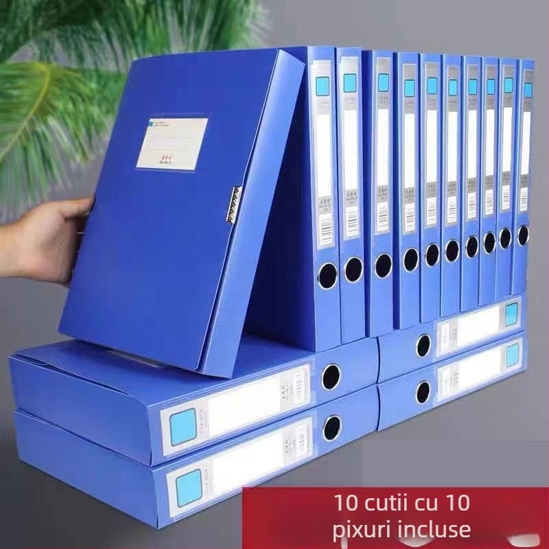 Cutie de fișiere din plastic A4, cu corp îngroșat și dosar pliant pentru contracte, 5,5 cm