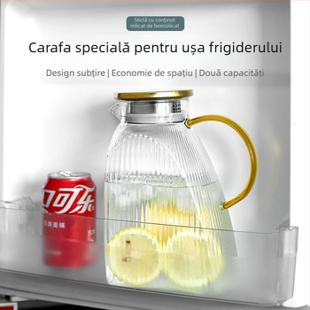 Ceainic din sticlă cu textură nervurată, pentru apă rece și băuturi, sticlă borosilicat rezistentă la temperaturi, capacitate mare
