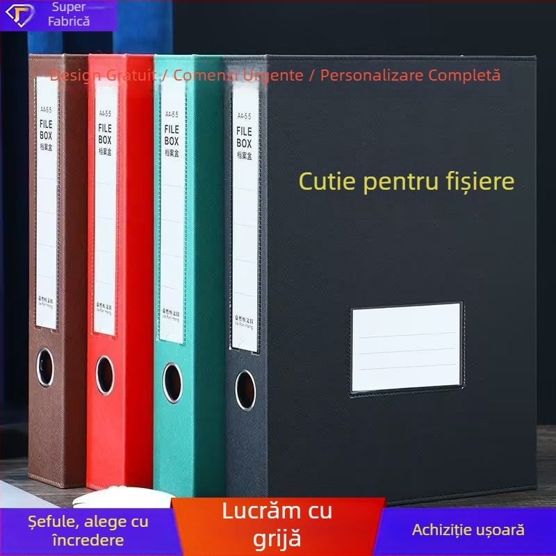 Cutie de fișiere din piele, capacitate mare, pentru documente de afaceri și înregistrări financiare.