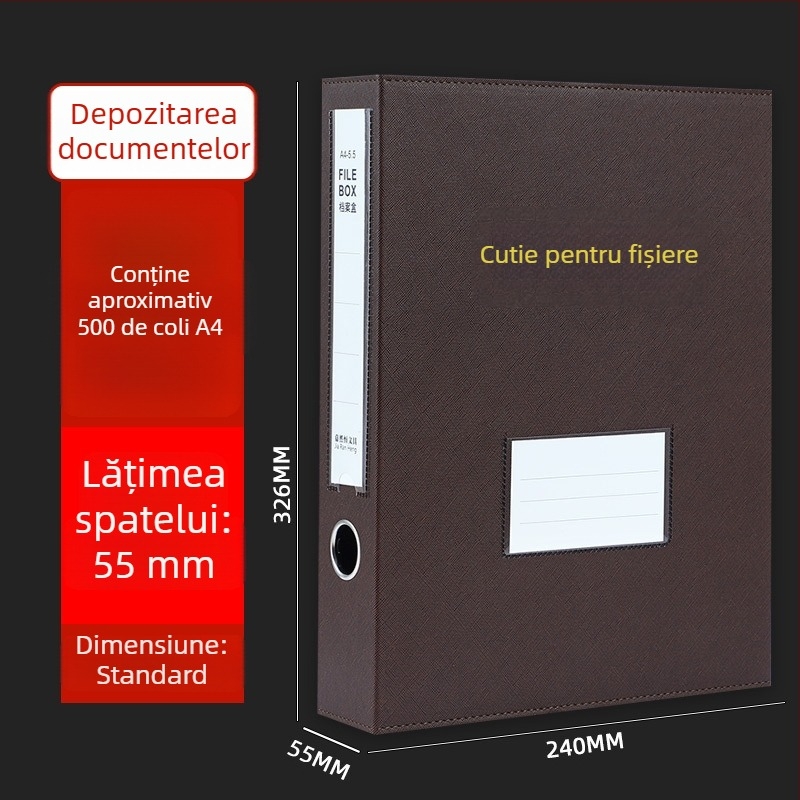 Cutie de fișiere din piele, capacitate mare, pentru documente de afaceri și înregistrări financiare.