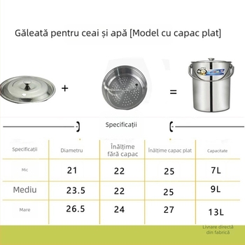 Set de găleți pentru ceai din oțel inoxidabil cu drenaj și colectare de apă, găleată pentru resturi de ceai și coș de gunoi pentru accesorii Kung Fu ceai