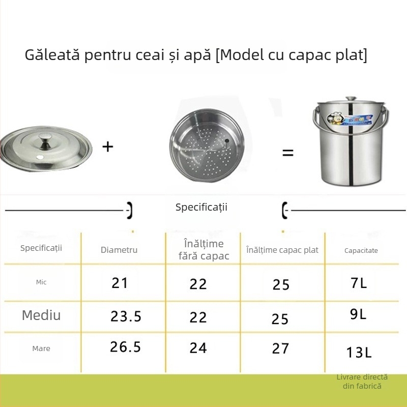 Set de găleți pentru ceai din oțel inoxidabil cu drenaj și colectare de apă, găleată pentru resturi de ceai și coș de gunoi pentru accesorii Kung Fu ceai