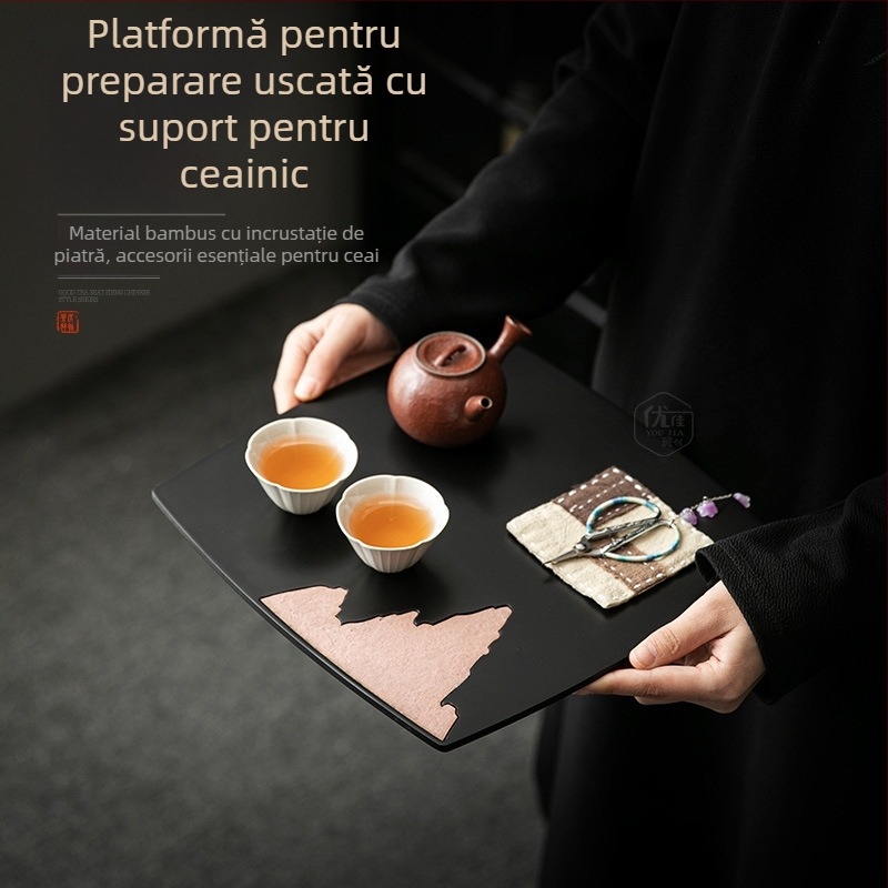 Tăviță de ceai Nan Yuanshan din bambus – simplă pentru uz casnic, în living, stil chinezesc retro pentru infuzare uscată