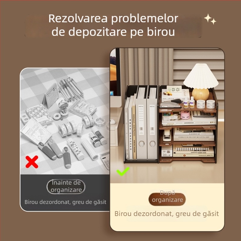 Cutie de depozitare pentru birou cu compartimente, pentru fișiere A4, organizator modern minimalist