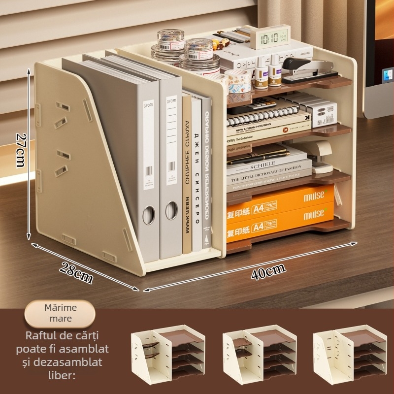 Cutie de depozitare pentru birou cu compartimente, pentru fișiere A4, organizator modern minimalist