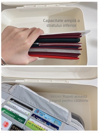 Organizator de documente pentru uz casnic: cutie de depozitare pentru documente importante, certificate de proprietate, cărți de familie, manuale și polițe de asigurare (model lemn, cu mâner)