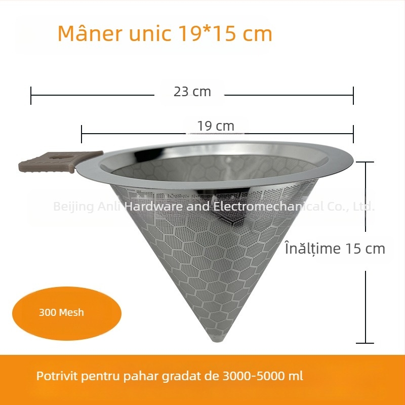 Filtru de ceai din oțel inoxidabil 304, cu mânere duble, sită fină pentru ceai și cafea