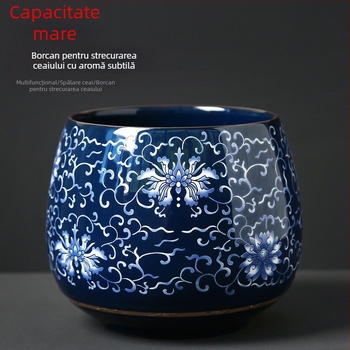 Recipient pentru resturi de ceai cu capac, stil Zen, bol de ceai retro, dimensiune mare