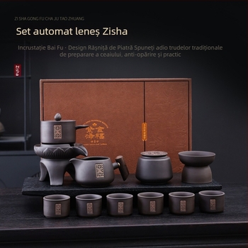 Set de ceai din lut purpuriu, personalizabil, Gongfu, cu ceainic și tavă pentru uz casnic – cadou