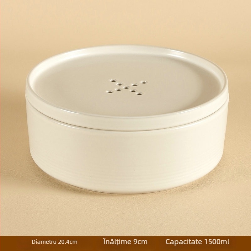 Tavă ceramică rotundă pentru ceai cu rezervor de apă, masă mică pentru ceai pentru uz casnic, stil japonez simplu