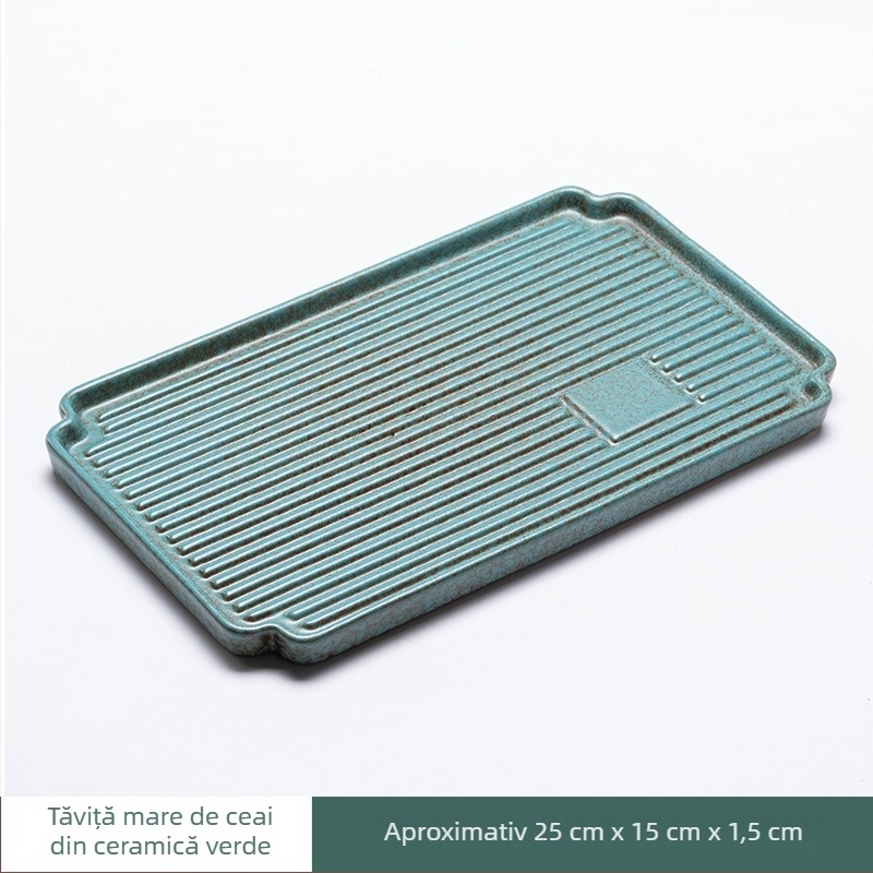 Tava ceramică pentru ceai cu variații ale glazurii la cuptor, dreptunghiulară, compactă pentru uz casnic, design modern minimalist pentru Kung Fu