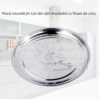 Tavă circulară din oțel inoxidabil pentru fructe, ceai și deserturi — platou de servire mare, suprafață lucioasă