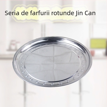 Tavă circulară din oțel inoxidabil pentru fructe, ceai și deserturi — platou de servire mare, suprafață lucioasă