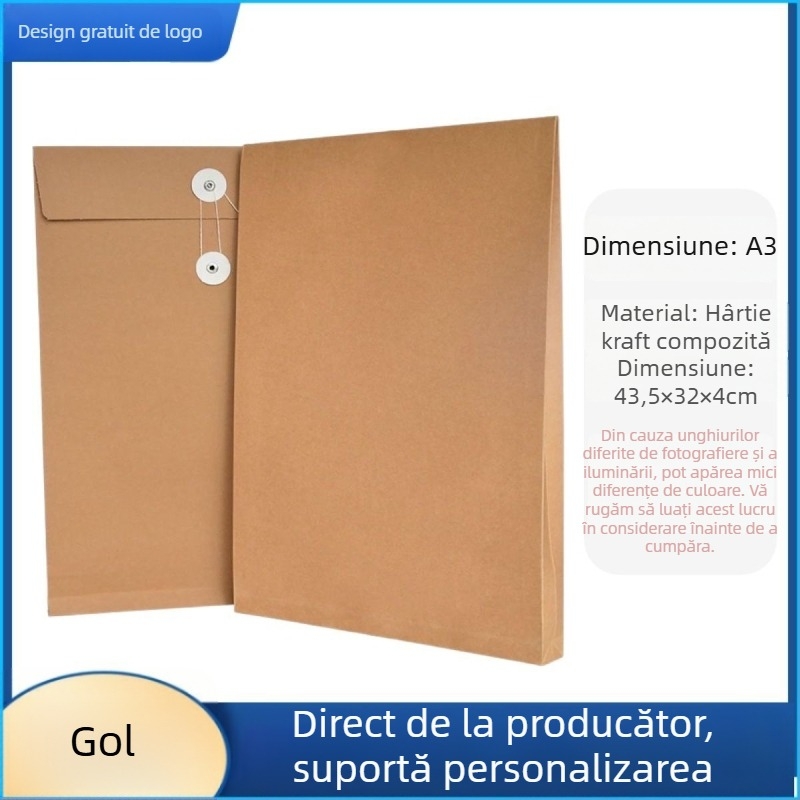 Geantă pentru documente din hârtie kraft, îngroșată și fixată cu cui, cu capacitate mare