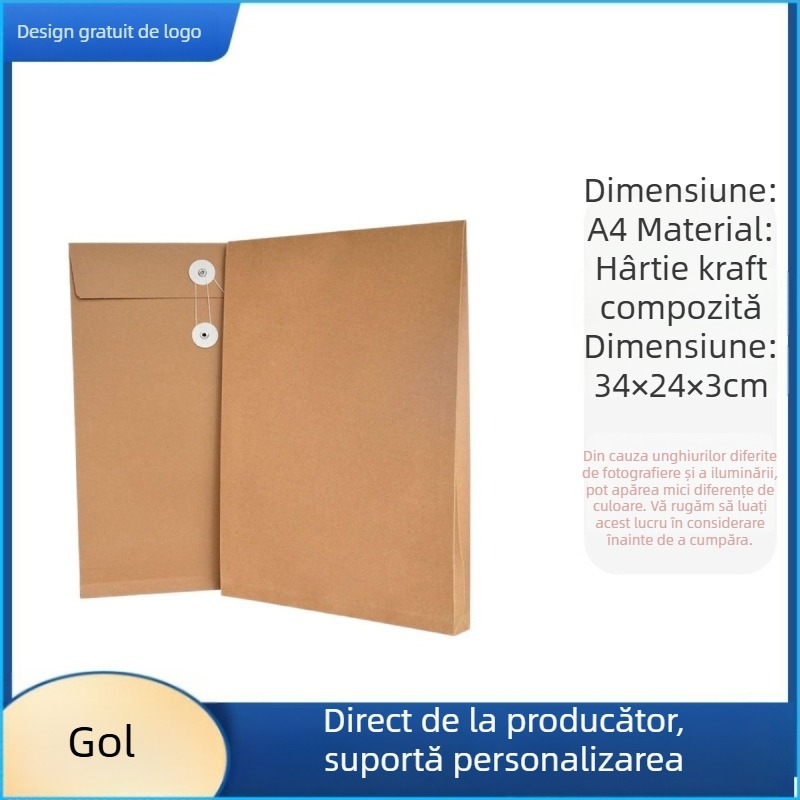 Geantă pentru documente din hârtie kraft, îngroșată și fixată cu cui, cu capacitate mare