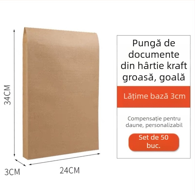 Geantă pentru documente din hârtie kraft, îngroșată și fixată cu cui, cu capacitate mare