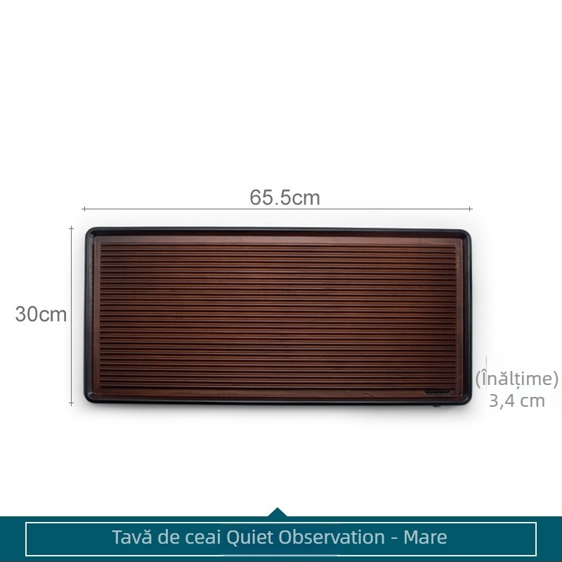 Tavă de ceai din bambus pentru casă și birou, tavă de drenaj compactă pentru ceai, design modern minimalist, lux discret