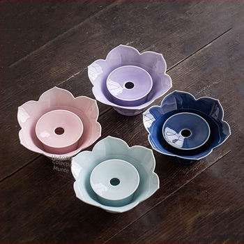 Suport retro pentru ceainic în formă de lotus, tavă ceramică pentru infuzare uscată, cu motiv de fructe albastre; boluri pentru gustări și farfurie delicată de servire ceai pentru uz casnic