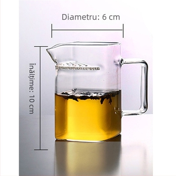 Ceașcă de ceai din sticlă, pătrată, cu filtru pentru ceaiuri florale; ceașcă de ceai verde în formă de semilună; set cu cană de turnare egală; pentru casă și birou