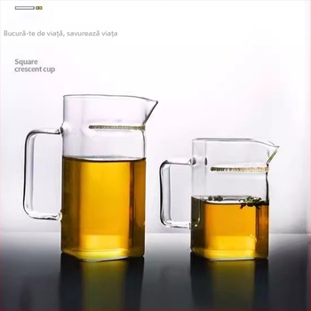 Ceașcă de ceai din sticlă, pătrată, cu filtru pentru ceaiuri florale; ceașcă de ceai verde în formă de semilună; set cu cană de turnare egală; pentru casă și birou