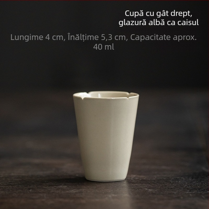 Ceașcă de ceai din porțelan, glazură cu cenușă vegetală, ceașcă de degustare în stil antic pentru gazde și oaspeți