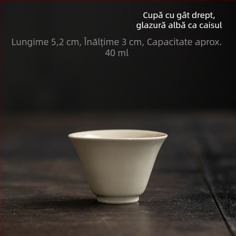 Ceașcă de ceai din porțelan, glazură cu cenușă vegetală, ceașcă de degustare în stil antic pentru gazde și oaspeți