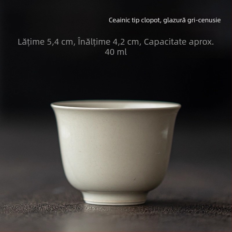 Ceașcă de ceai din porțelan, glazură cu cenușă vegetală, ceașcă de degustare în stil antic pentru gazde și oaspeți